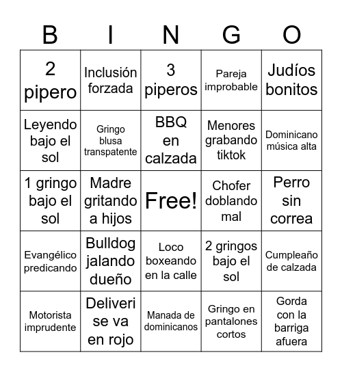 Bingo de Nuevayol Bingo Card