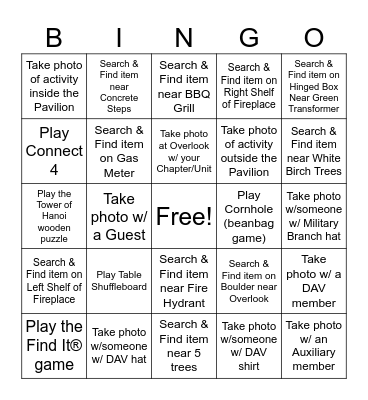 2024 DAV/DAVA OREGON CONVENTION FRIDAY SOCIAL ICEBREAKER Bingo Card