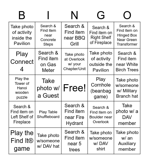2024 DAV/DAVA OREGON CONVENTION FRIDAY SOCIAL ICEBREAKER Bingo Card