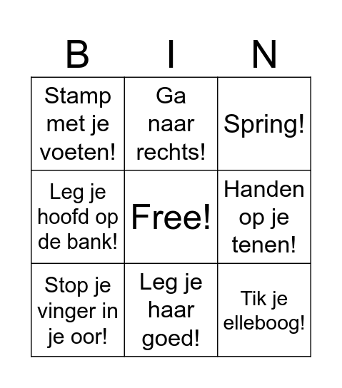 Bevelzinnen Bingo Card