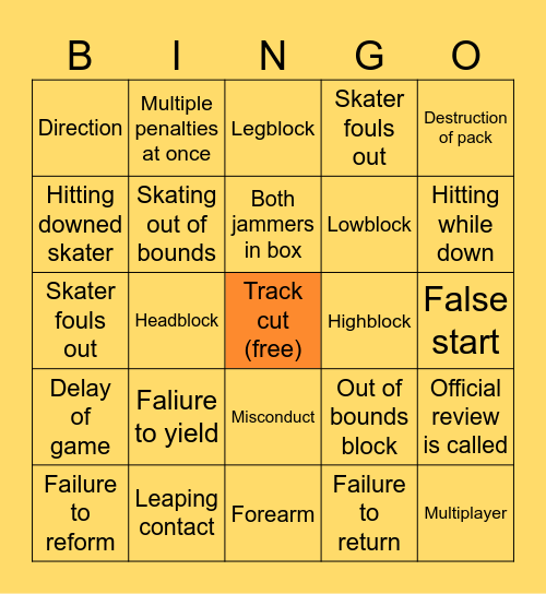 PENALTY BINGO Card