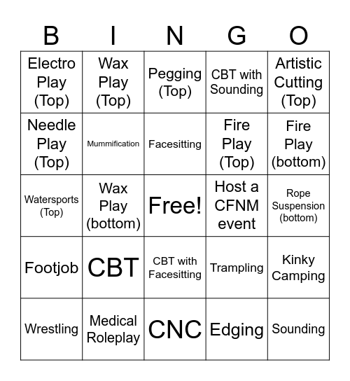 2024 Kinky Bingo Card