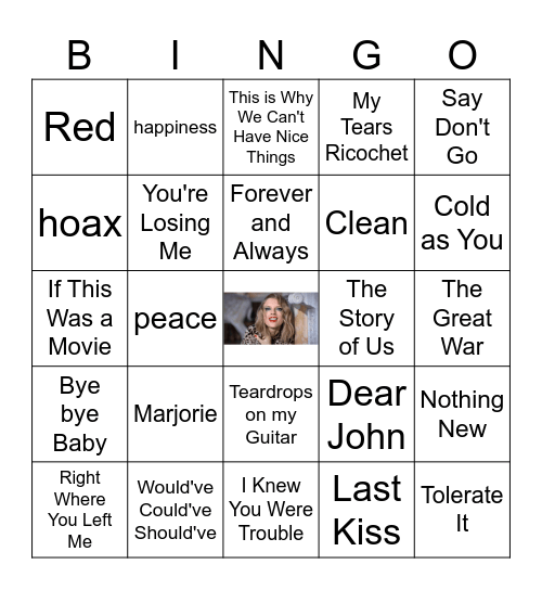How long could we B a sad song? Bingo Card
