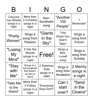 Sunday Auditions Bingo Card