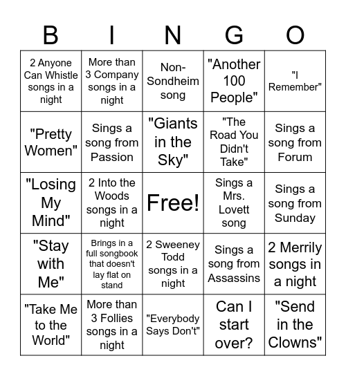 Sunday Auditions Bingo Card