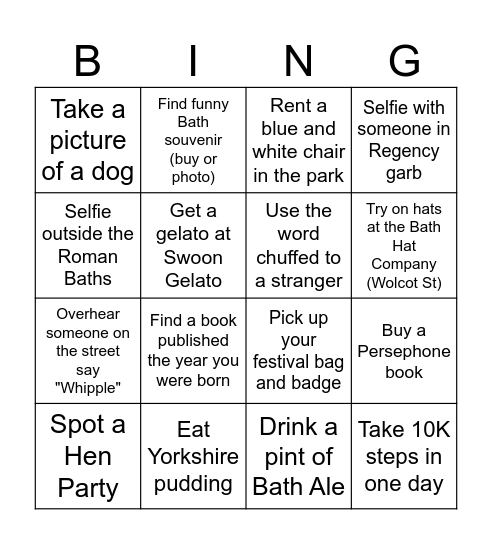 Fabbie Bath Bingo! Bingo Card