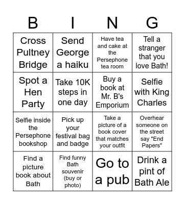 Fabbie Bath Bingo! Bingo Card