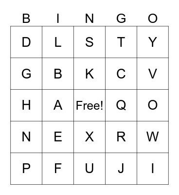 Alphabet Bingo Card