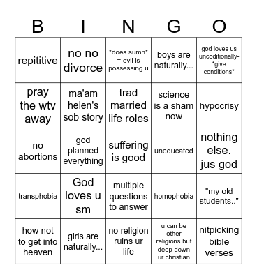 CL Bingo Card