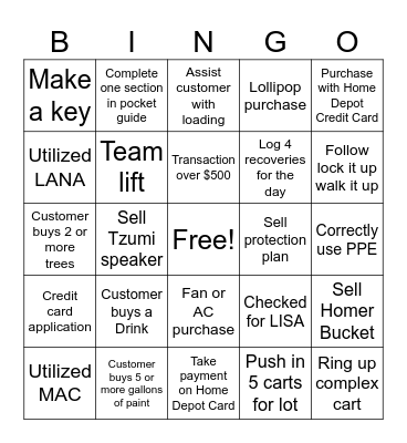 HD Front End Bingo Card