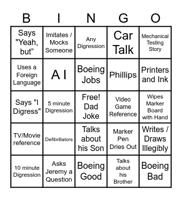 Ross Monroe Bingo Card