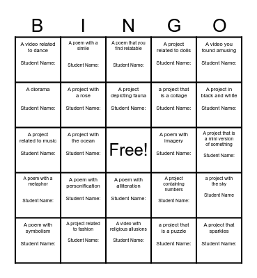English is Lit! Bingo Card