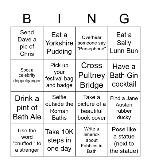 Fabbie Bath Bingo Card