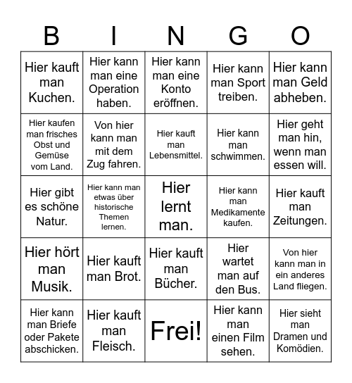 German 3/Adv./AP German Besorgungen Bingo Card