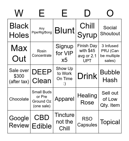 420! Bingo Card