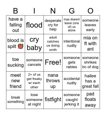 Fire Island Bingo Card