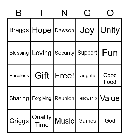 Griggs-Braggs-Dawson-Praylor Bingo Card