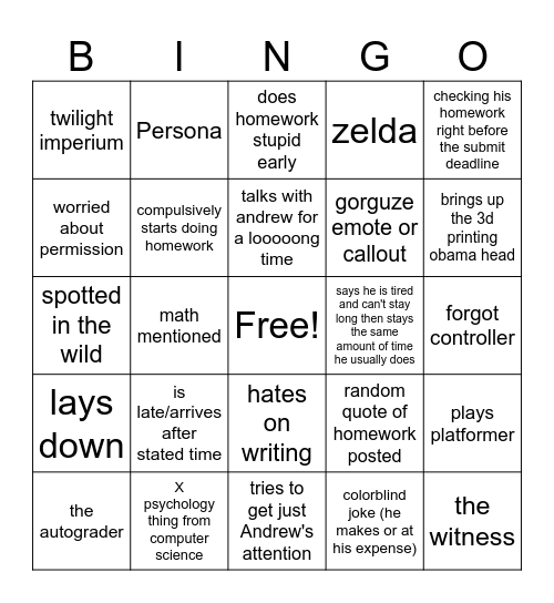 weekly nolan bingo Card