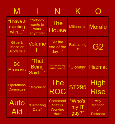 Accountability Bingo Card