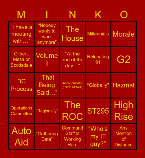 Accountability Bingo Card