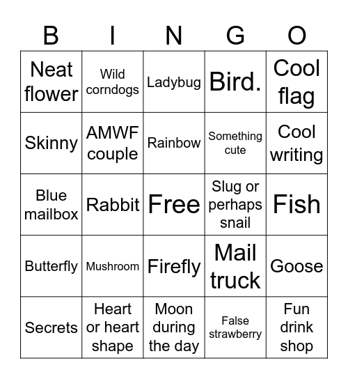 Important things to see Bingo Card