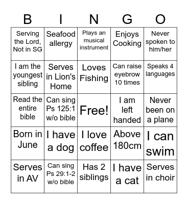 Ice Breaker Bingo Card