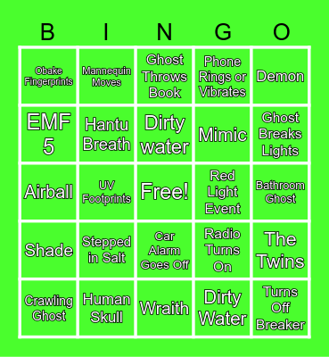 Evee's Phasmo Bingo Card