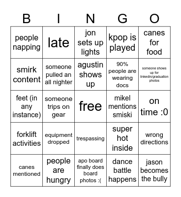 studio bingo Card
