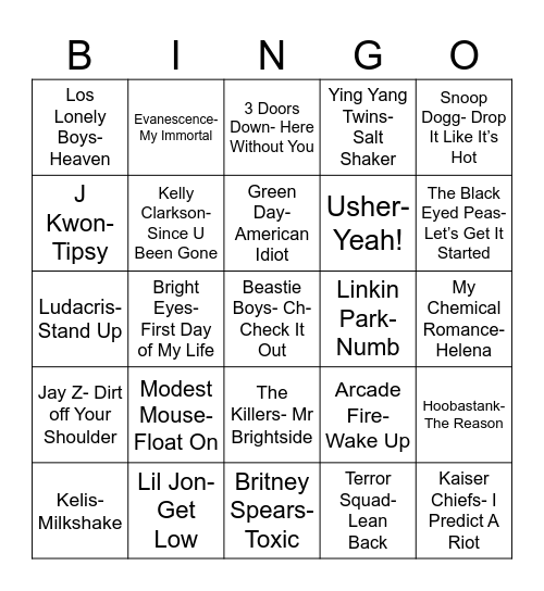 Radio Bingo Class of 2004 Bingo Card