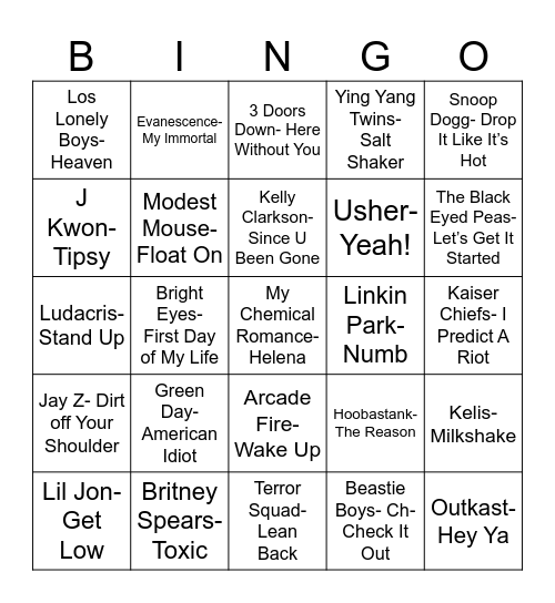 Radio Bingo Class of 2004 Bingo Card