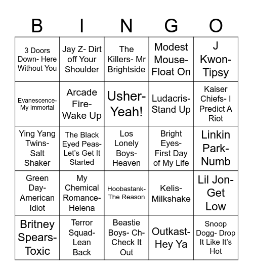 Radio Bingo Class of 2004 Bingo Card