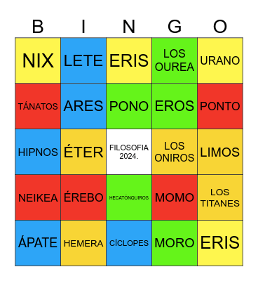 MITOLOGIA GRIEGA 5 Bingo Card