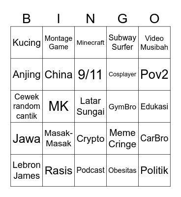 IG Reels Bingo Card