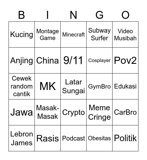 IG Reels Bingo Card