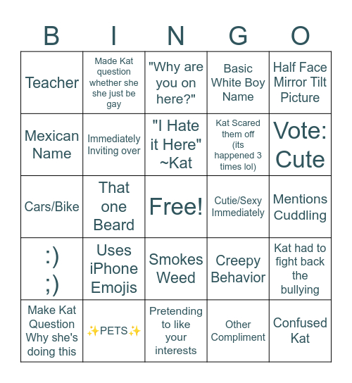 Dating App Bingo Card