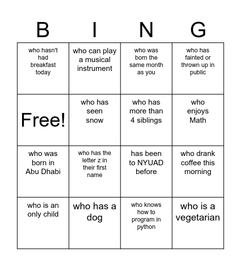 FIND SOMEONE! Bingo Card