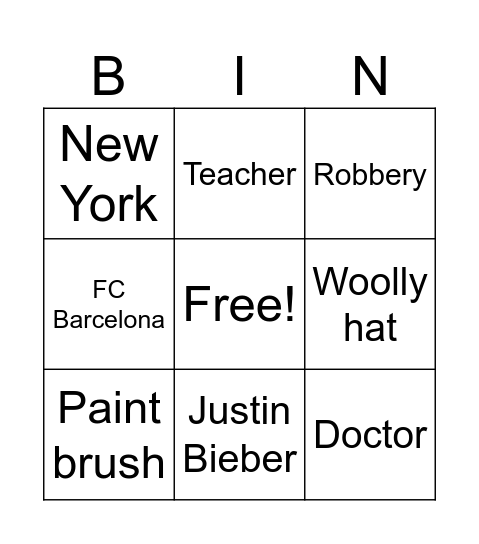 Relative Pronouns Bingo Card