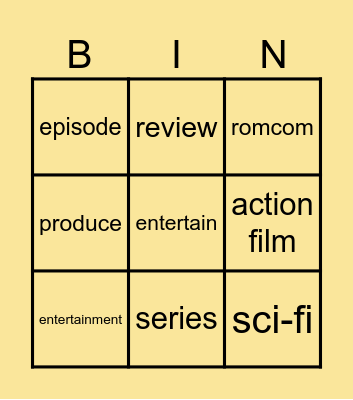 Films Bingo Card