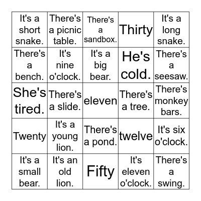 Smart English 2 Unit 1-5 Bingo Card