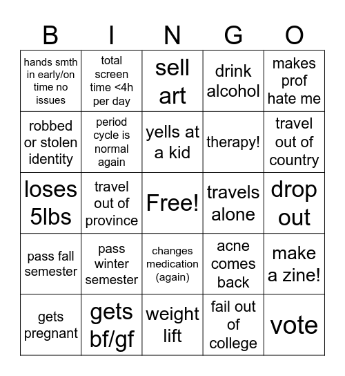 gillian’s 2024 bingo Card