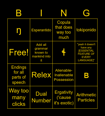 Cringe Clong Bingo Card