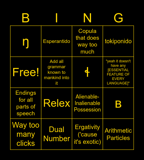 Cringe Clong Bingo Card