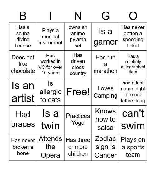500 Bingo Card