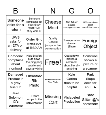 HDR DISH BINGO Card