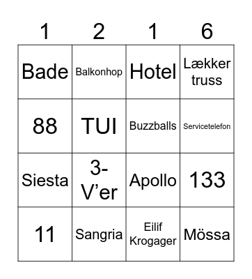 Utopia Bingo Card