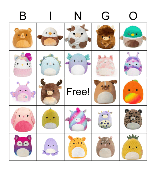 Squishmallow Bingo Card