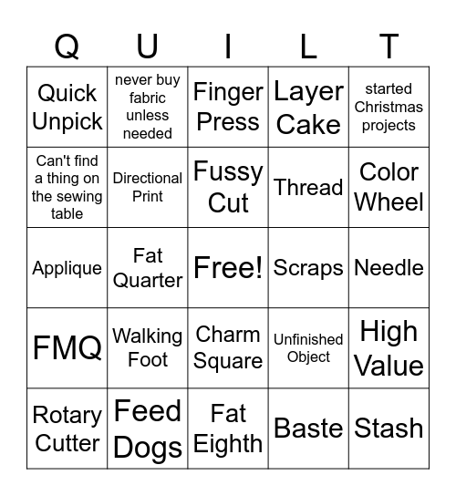 Rheinland Pfalz Quilto Bingo Card