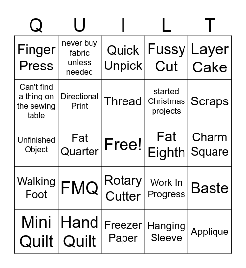 Rheinland Pfalz Quilto Bingo Card