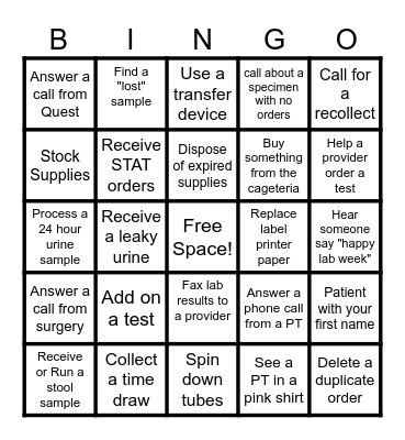 LAB WEEK 2024! Bingo Card