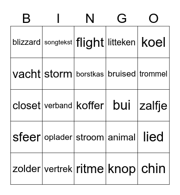 VOCABULARY Bingo Card